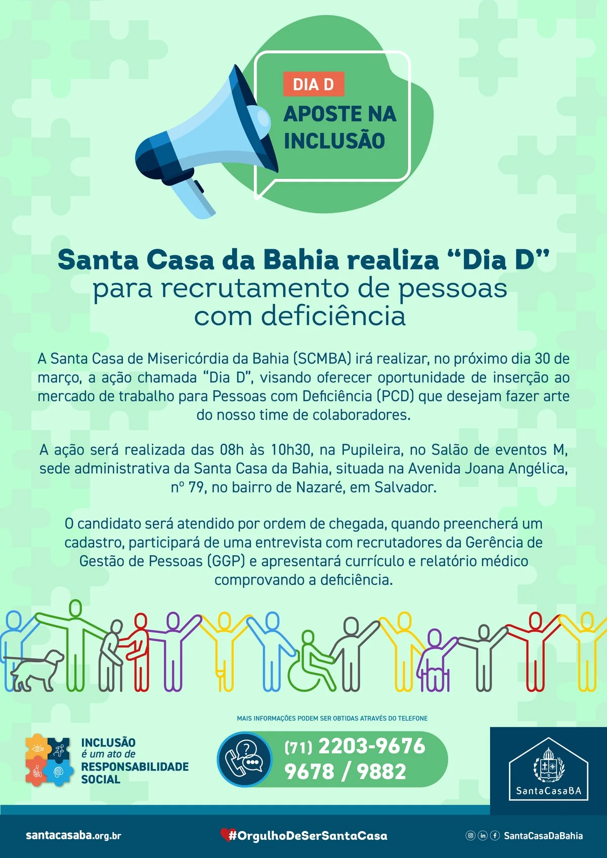 Santa Casa da Bahia realiza “Dia D” para recrutamento de pessoas com deficiência